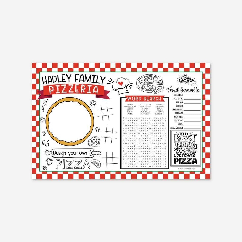 Printable Pizza Party Placemat Template Hadley Designs
