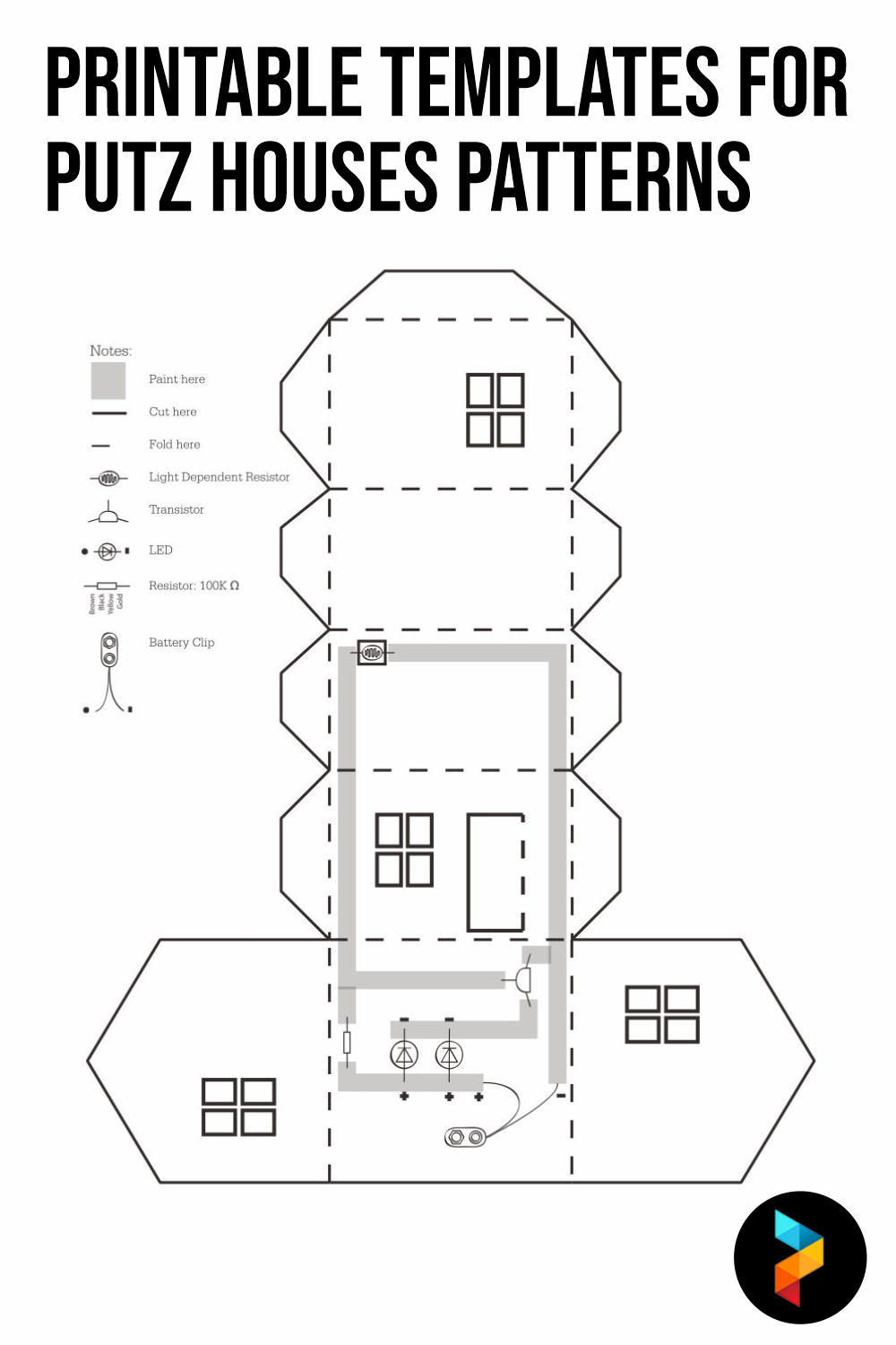 Printable Templates For Putz Houses Patterns Putz Houses Paper House Template Glitter Houses