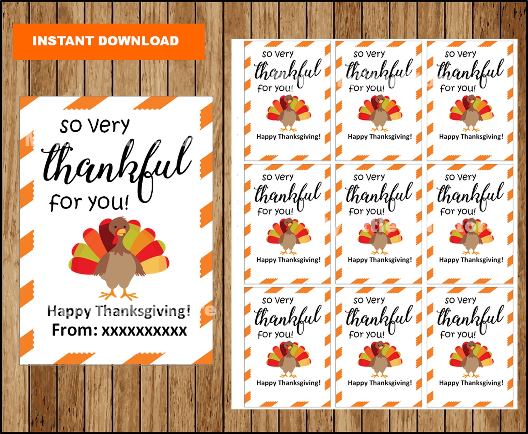 Printable Thanksgiving Turkey Tags So Very Thankful For You Gift Tags Thanksgiving Gift Tags Editable Text Instant Download Etsy