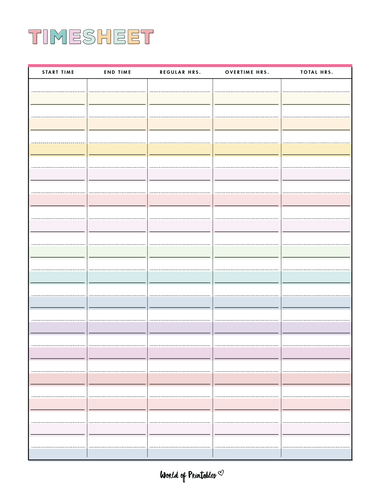 Free Timesheet Printable