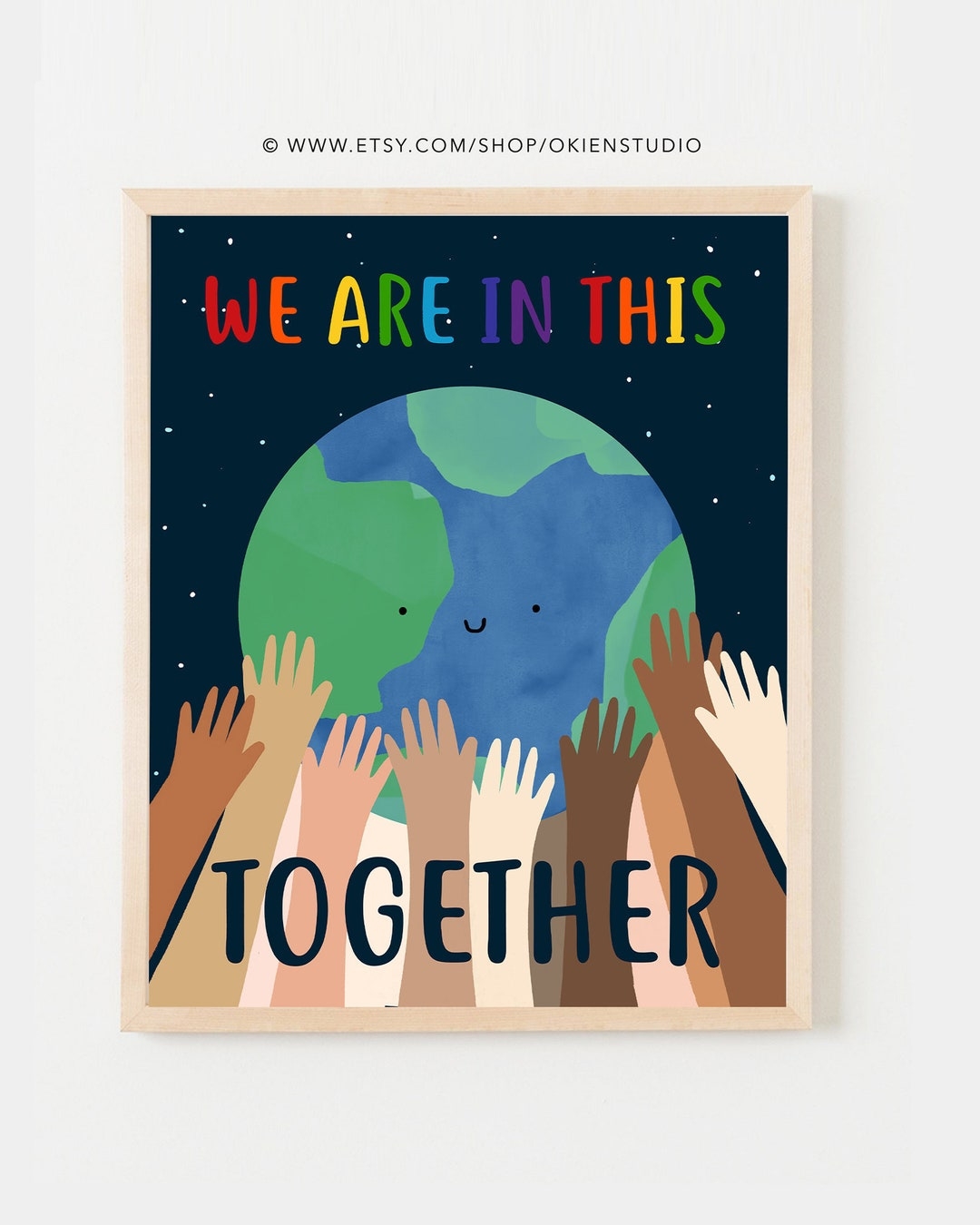 Printable Together Diversity Poster Earth Hands Print Diversity Equality Multi Cultural Environment Classroom Wall Art World Peace Etsy