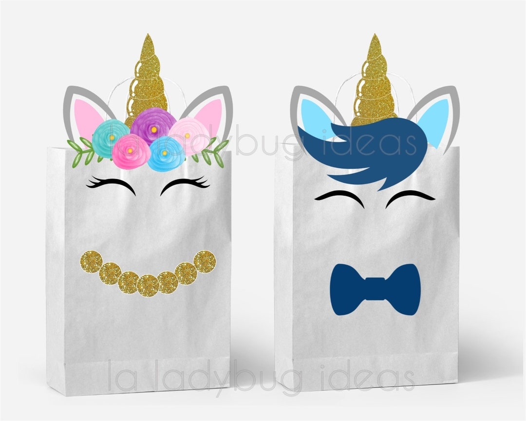 Printable Unicorn Favor Bags DIY Unicorn Party Bags Pink And Blue PDF File Instant Download Unicorn Party Printable Unicorn Gift Bags Etsy