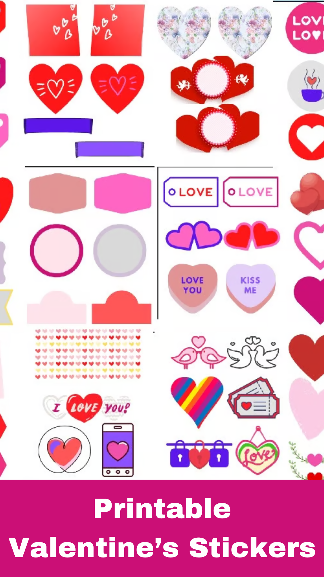 Printable Valentine Heart Set Gift Tags Stickers Labels Scrapbook Decorations Payhip