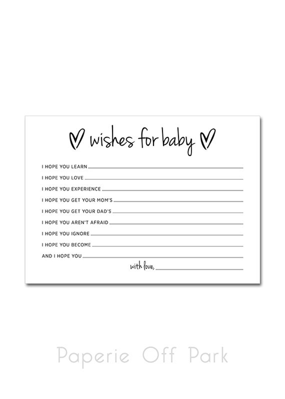 Printable Wishes For Baby Cards 5x7 Baby Shower Sprinkle Gender Reveal Modern Baby Black White INSTANT DOWNLOAD Etsy