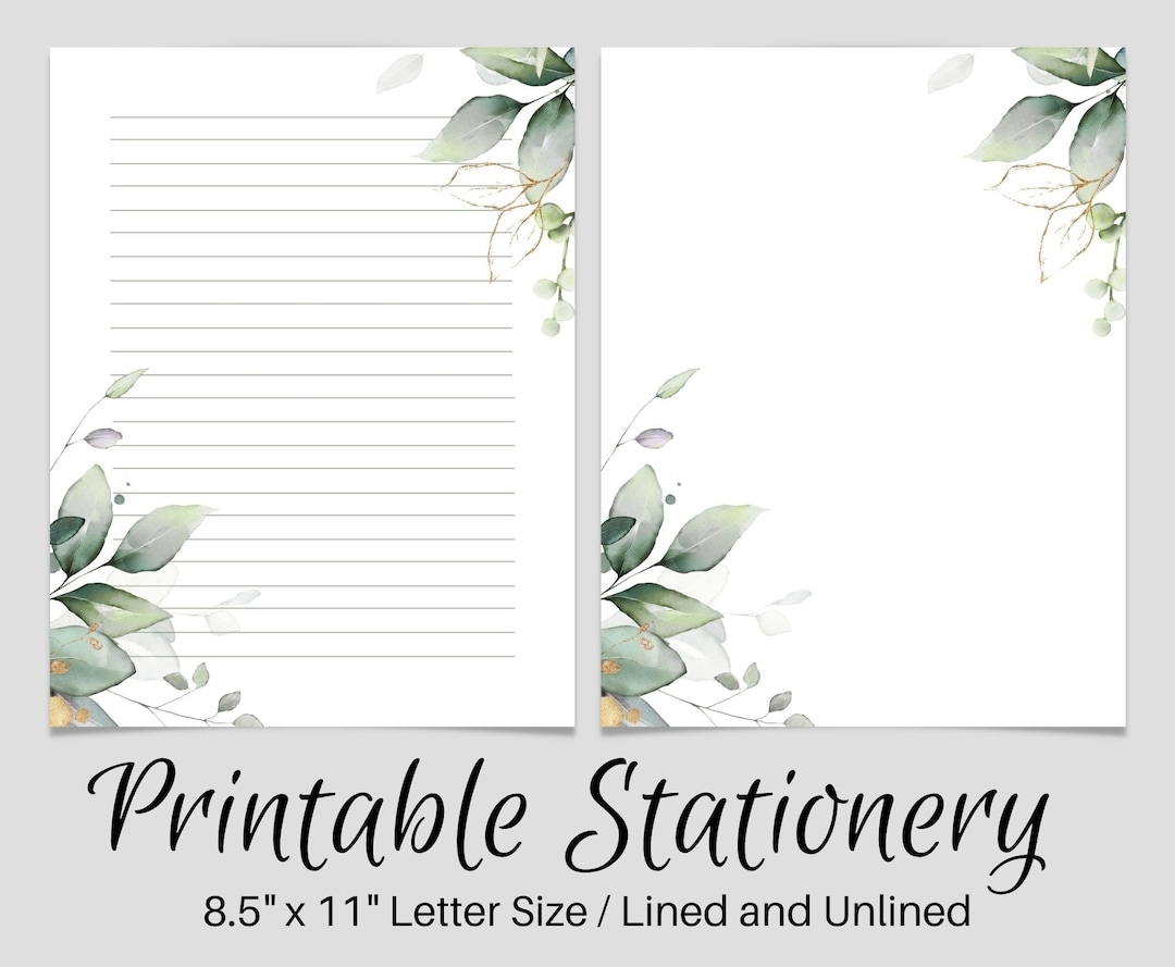 Printable Writing Paper PRINTABLE Stationery Printable Stationary Botanical Letter Writing Paper Writing Set Notepaper Penpal Etsy