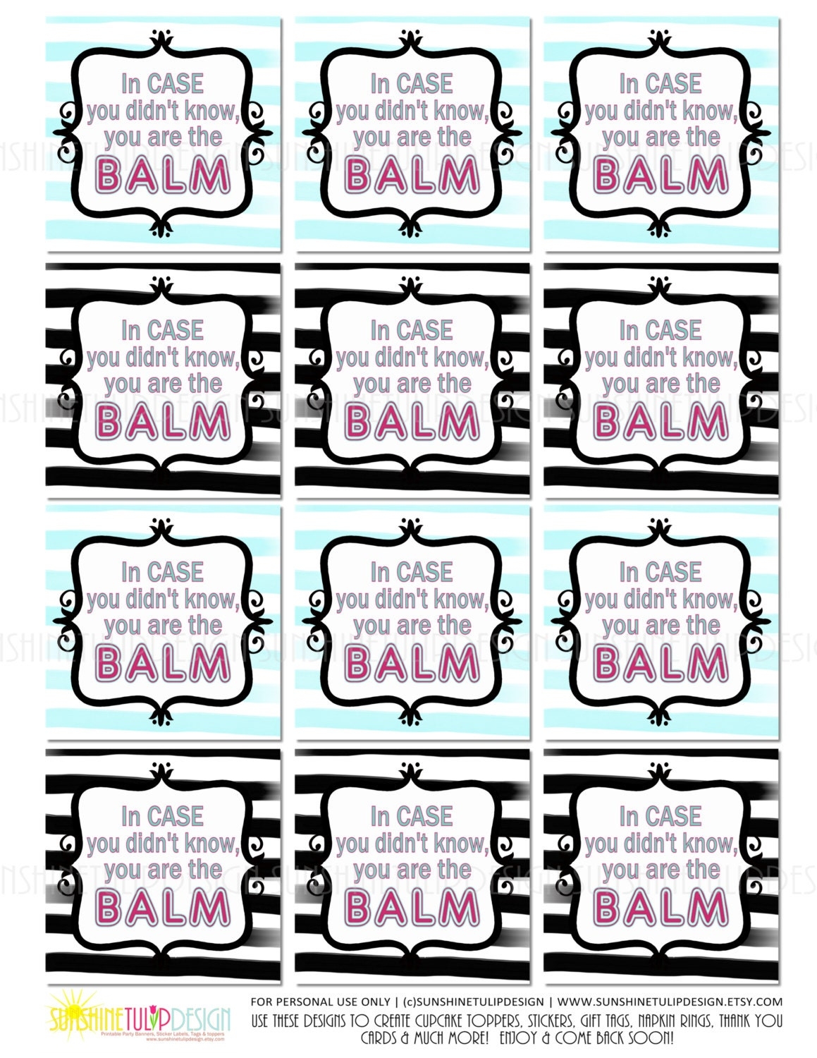 Printable You Are The Balm Teacher Appreciation Gift Tags And Sticker Labels DIY By SUNSHINETULIPDESIGN Etsy