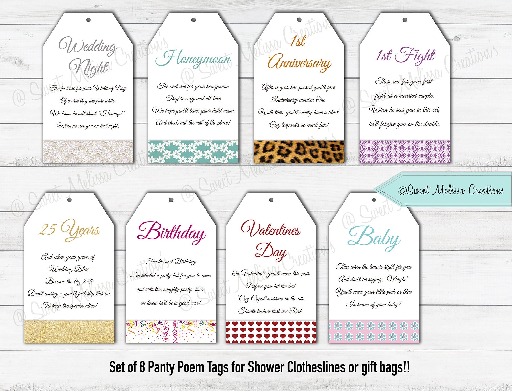 PRINTED Panty Line Poem Cards Printed And Shipped By Sweet Melissa Creations Etsy