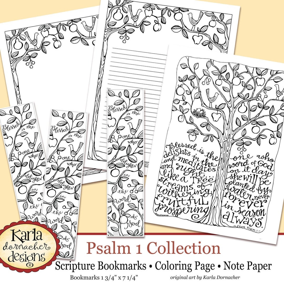 Psalm 1 Be Like A Tree Bible Journaling Color Your Own INSTANT DOWNLOAD Art Print Coloring Page Printable Christian Religious Etsy