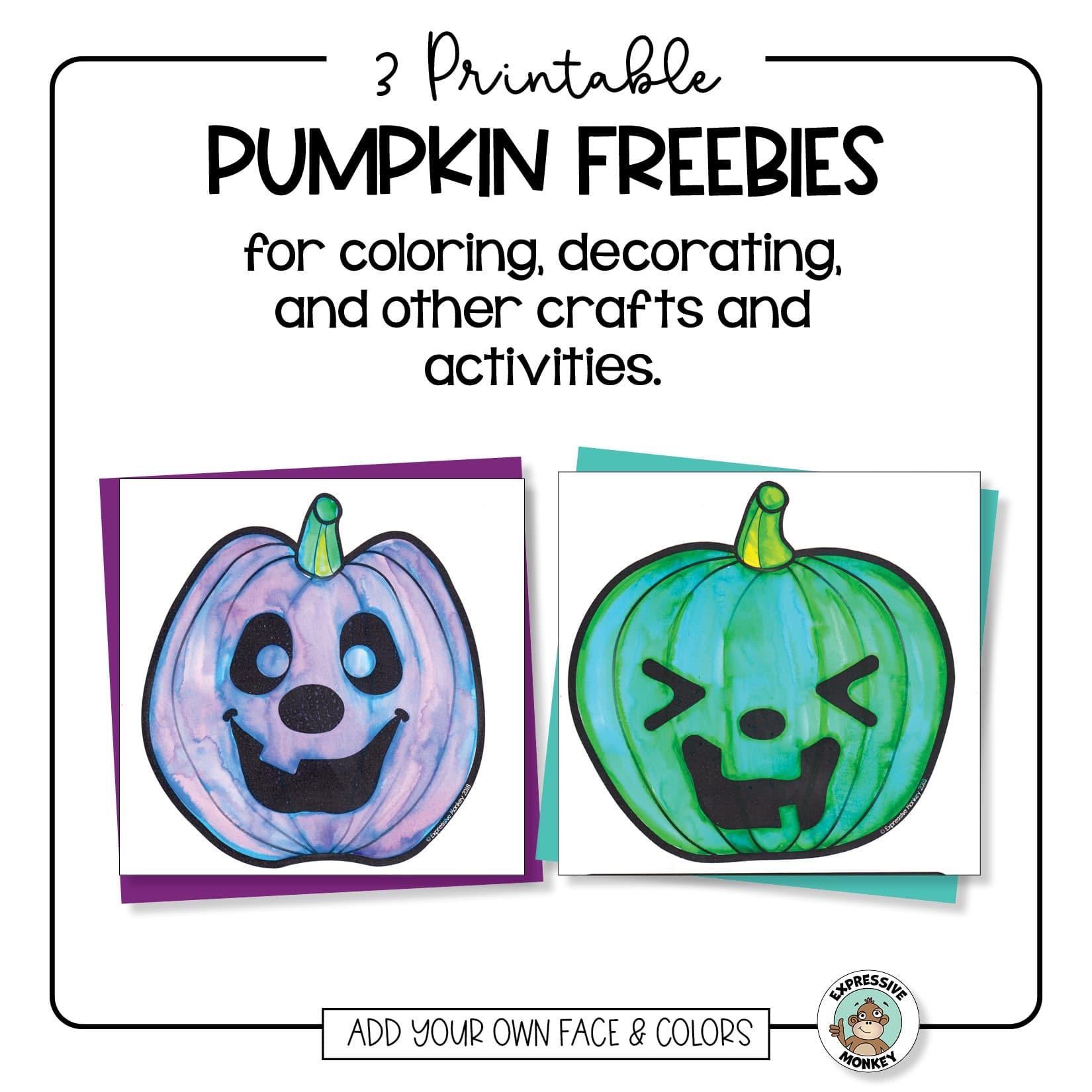 Pumpkin Coloring Sheets Expressive Monkey