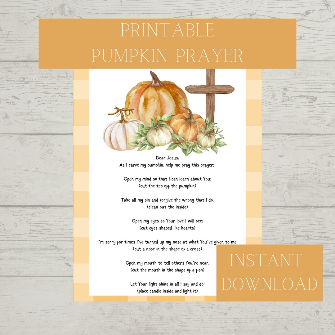 Pumpkin Prayer Sunday School Activity Halloween Tracts Fall Craft Pumpkin Printable For Kids Bible Lesson For Children Etsy