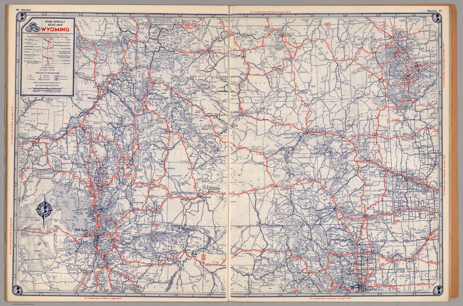 Rand McNally Road Map Wyoming Copyright By Rand McNally Company Chicago Ill Lithographed In The U S A to Accompany State Farm Road Atlas United States Canada Mexico Central And South America Copyright 1940