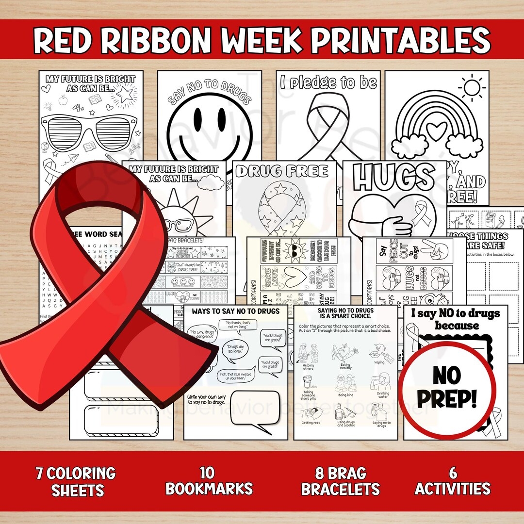 Red Ribbon Week Printables For Teachers Just Say No To Drugs No Prep Red Ribbon Week Etsy