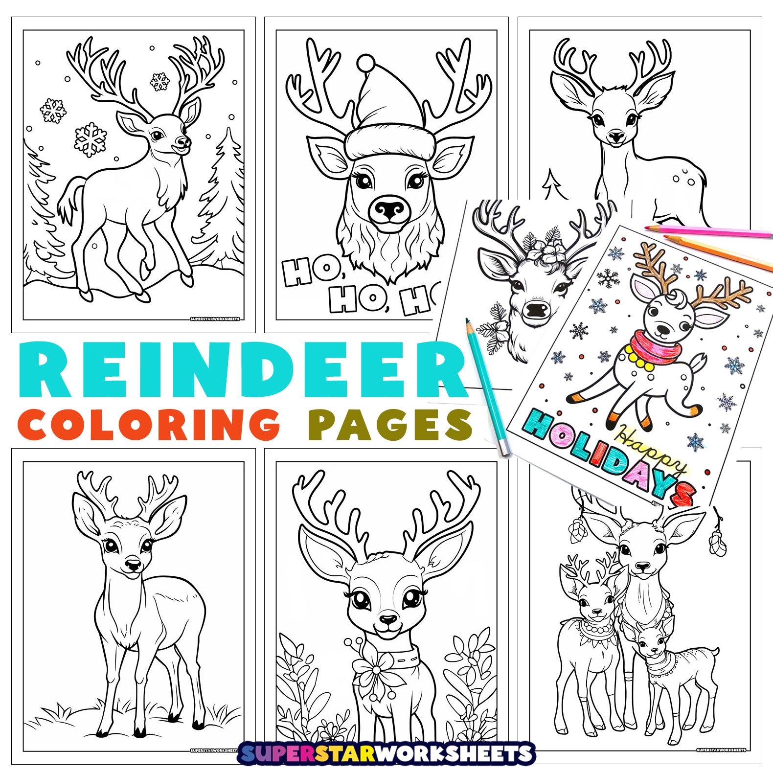 Reindeer Coloring Pages Superstar Worksheets