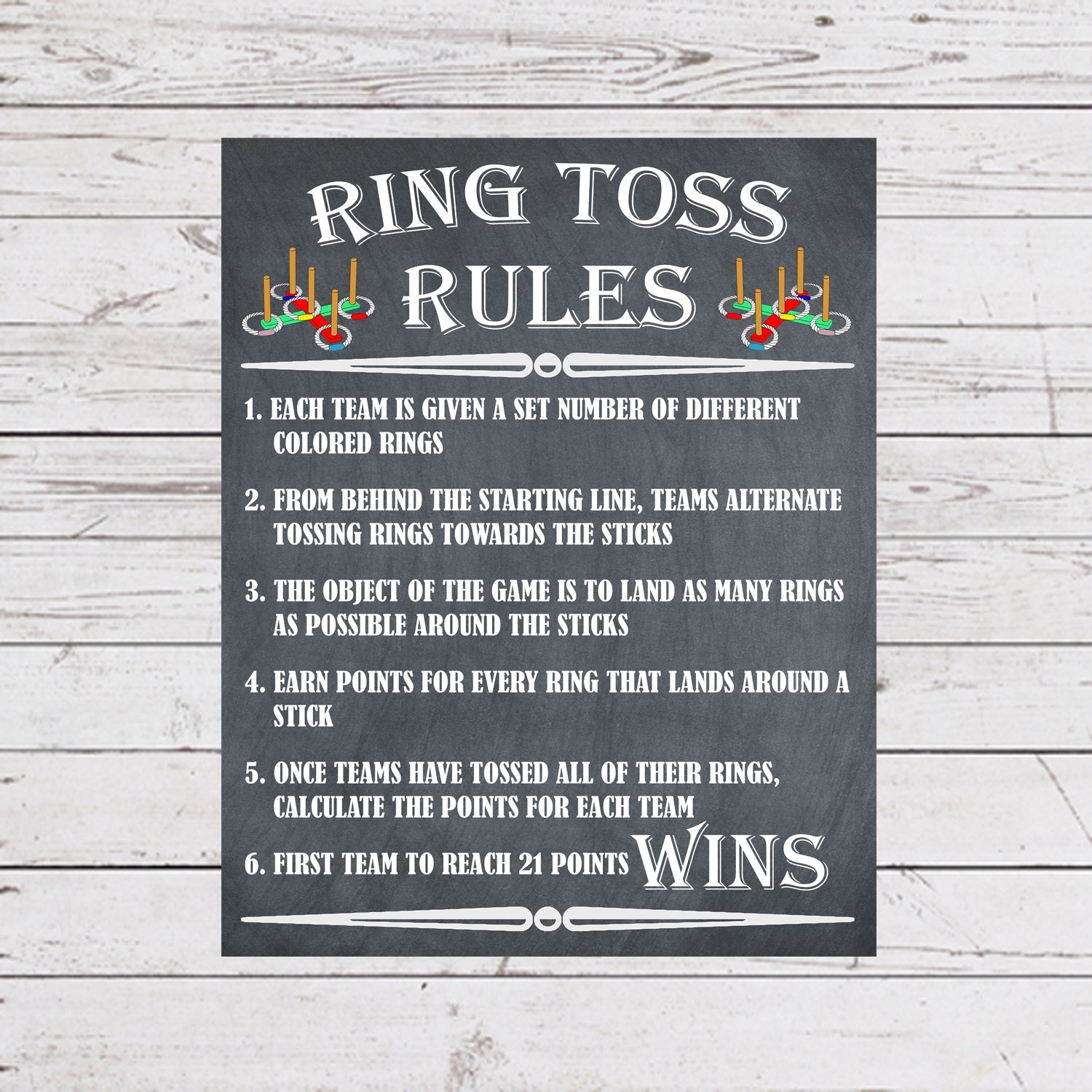 Ring Toss Rules Ring Toss Sticks Instructions Outdoor Party Games Yard Game Signs Wedding Lawn Games Wedding Games Backyard Games Etsy
