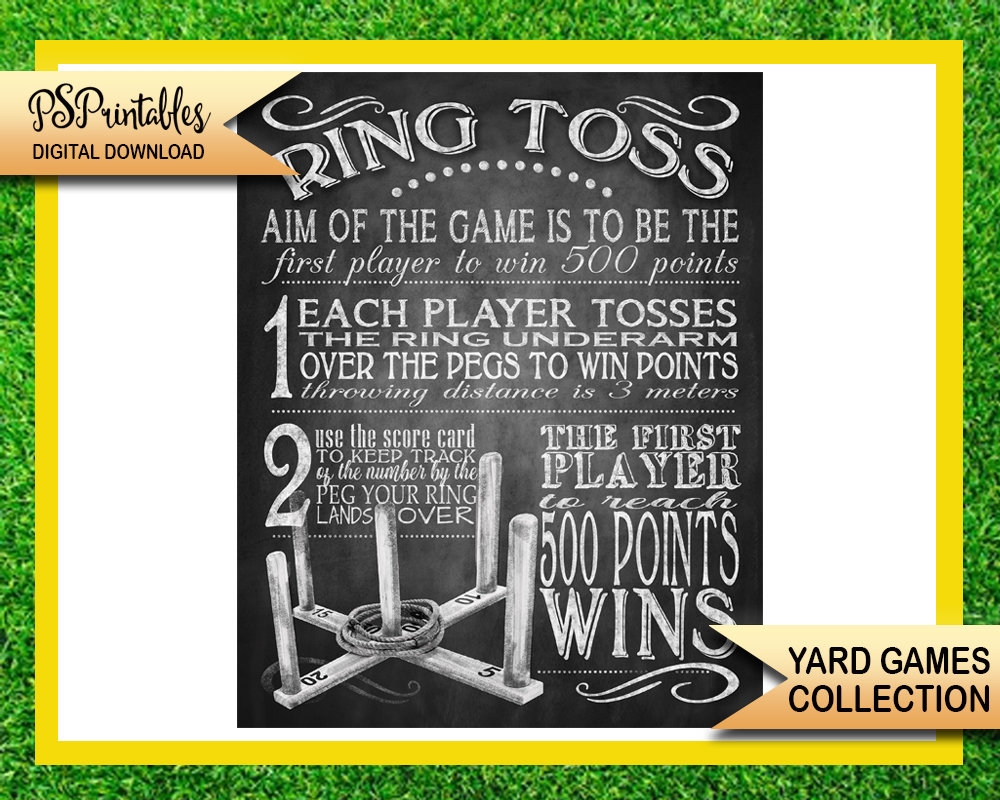 Ring Toss Yard Game Sign PRINTABLE Yard Games Poster Chalkboard Party Printables Backyard Party Decor BBQ Yard Games Lawn Games Sign Etsy