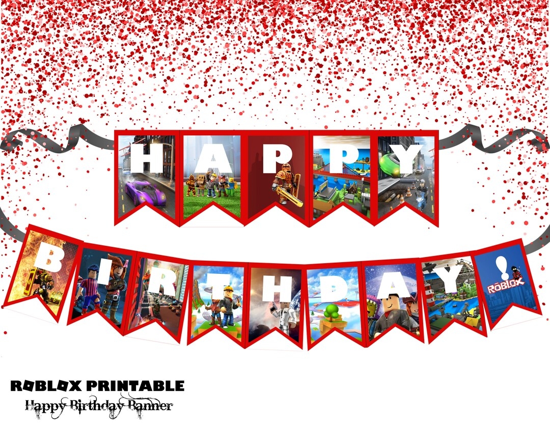 ROBLOX BIRTHDAY BANNER Printable Happy Birthday Banner Roblox Party Boy Birthday Party Supplies Roblox Printable Banner Birthday Boy Etsy