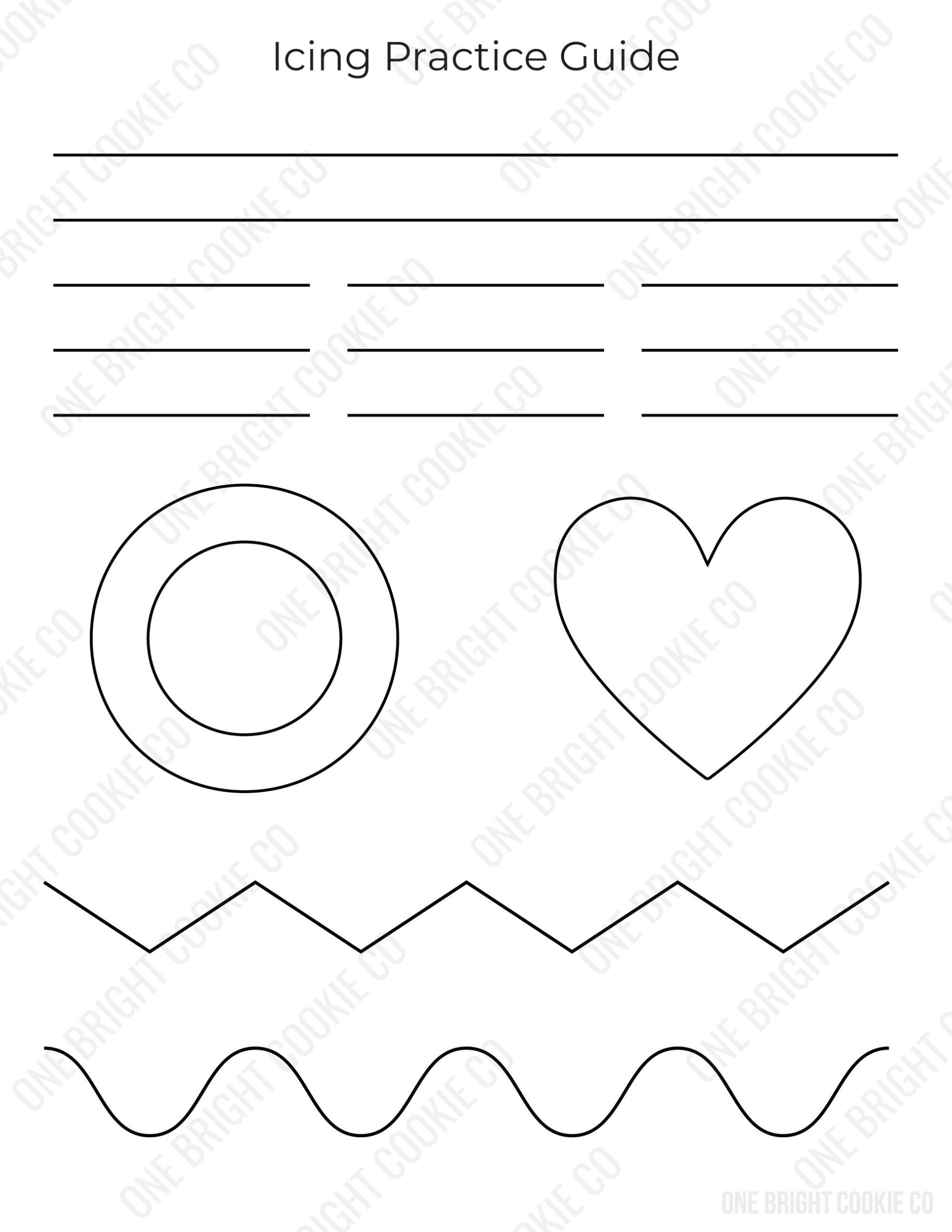 Royal Icing Practice Sheet For Teaching Cookie Class Digital Download PDF 2 Pages Etsy