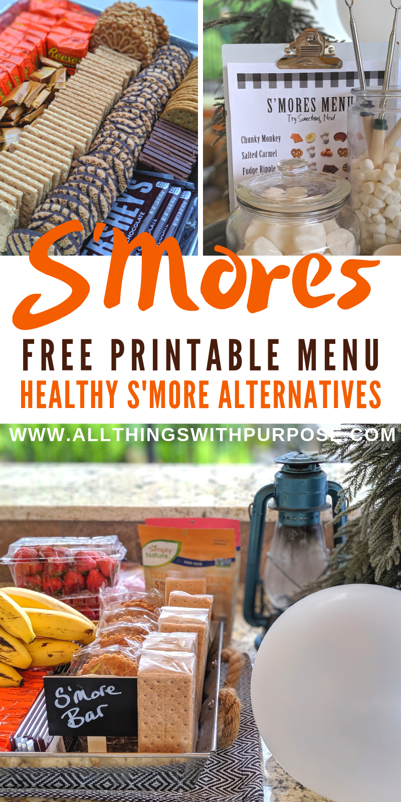 S mores Bar With Printable Menu Healthy S more Alternatives