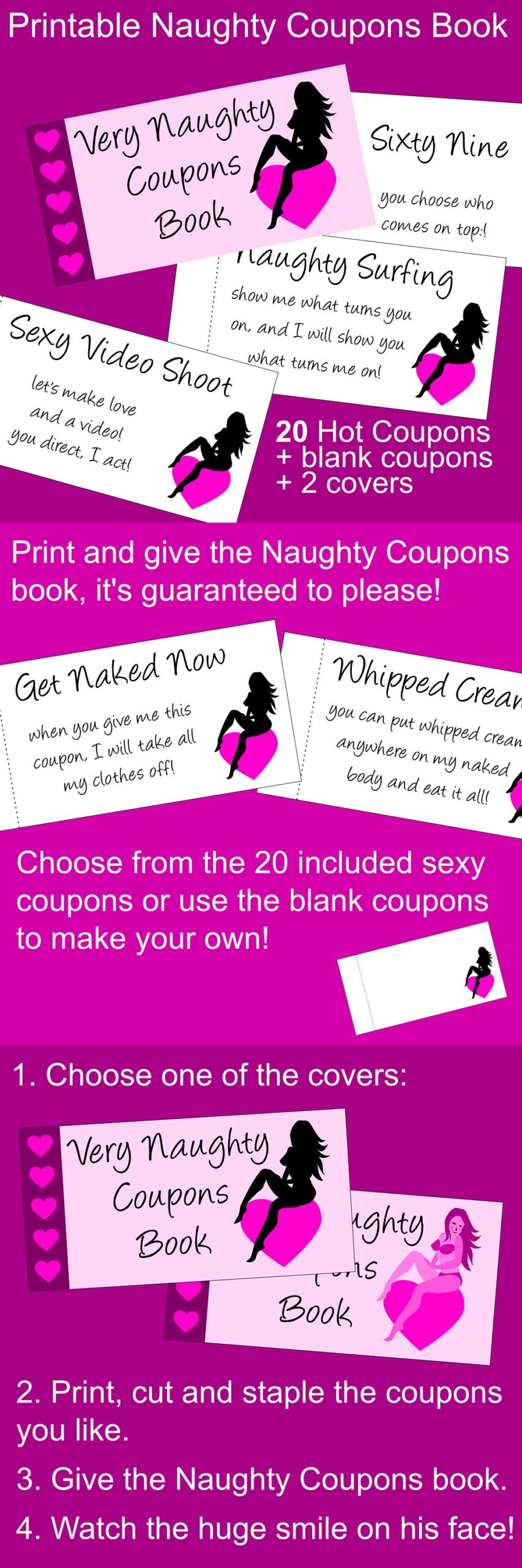 Satisfaction Guaranteed Printable Very Naughty Coupons Book For Him A Very Sexy Valentine s Day Gift For Your Husband Or Boyfriend 