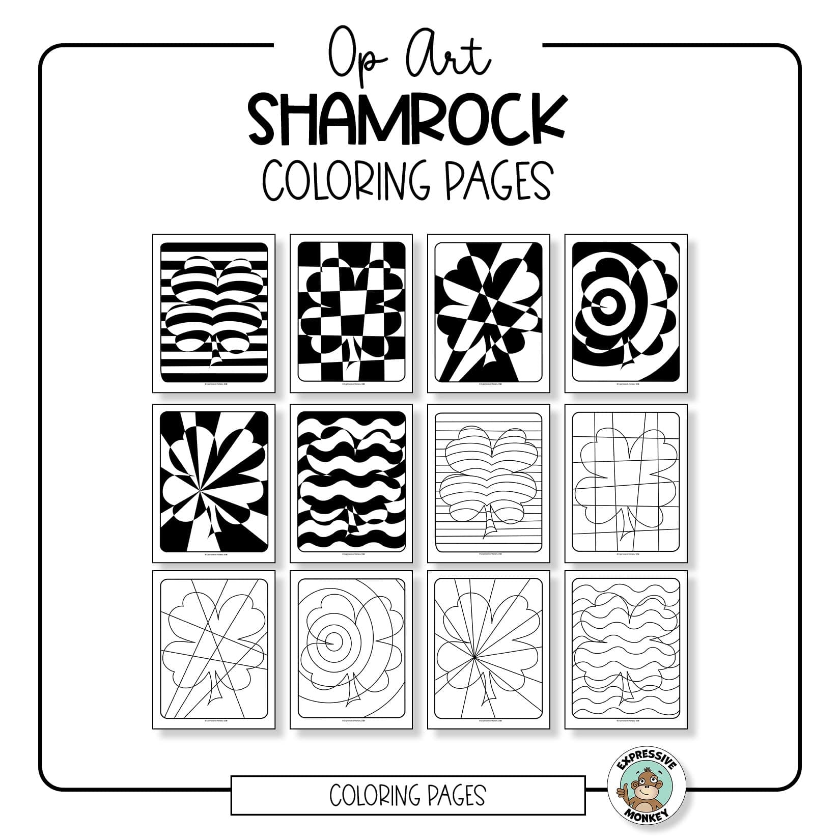 Shamrock Coloring Pages Expressive Monkey