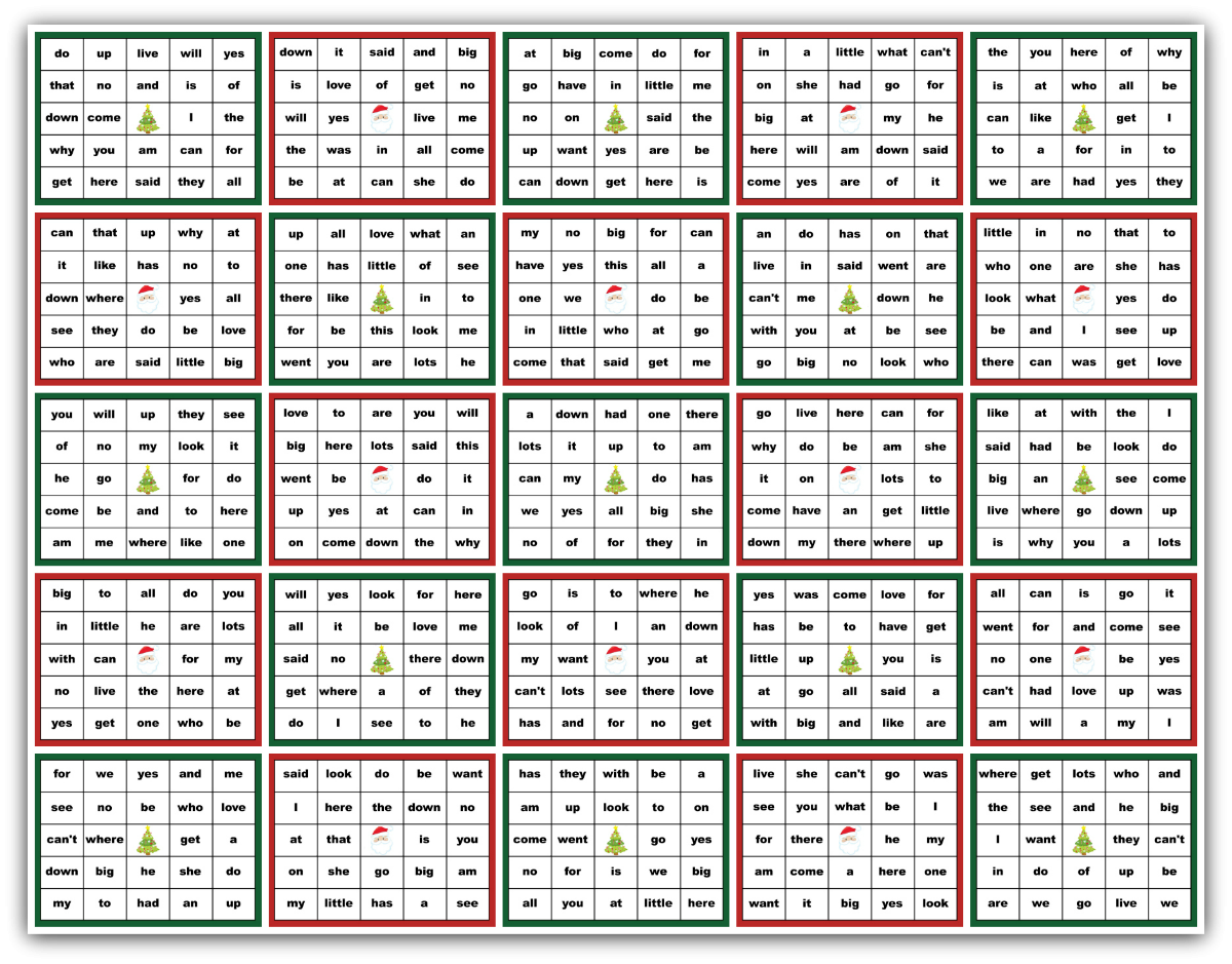 Sight Words Christmas Bingo Printable Package Extreme Couponing Mom