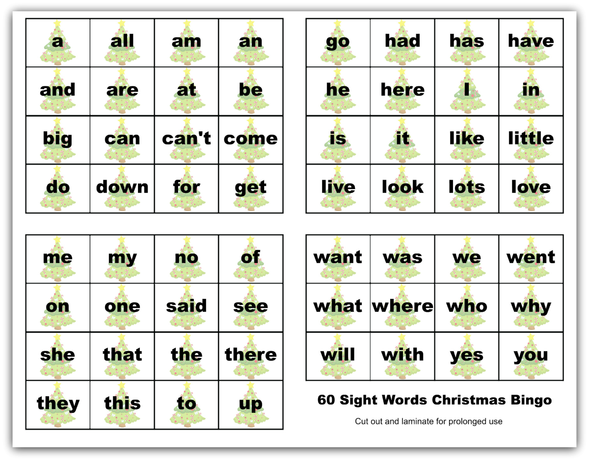 Sight Words Christmas Bingo Printable Package Extreme Couponing Mom