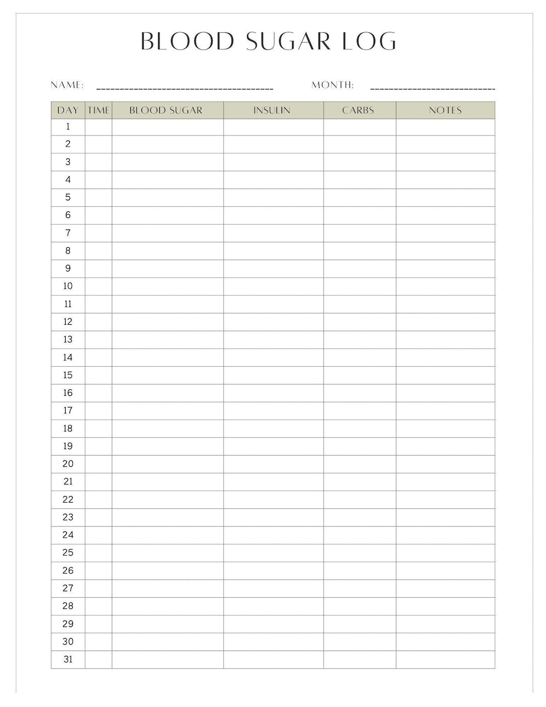 Free Diabetic Log Book Printable