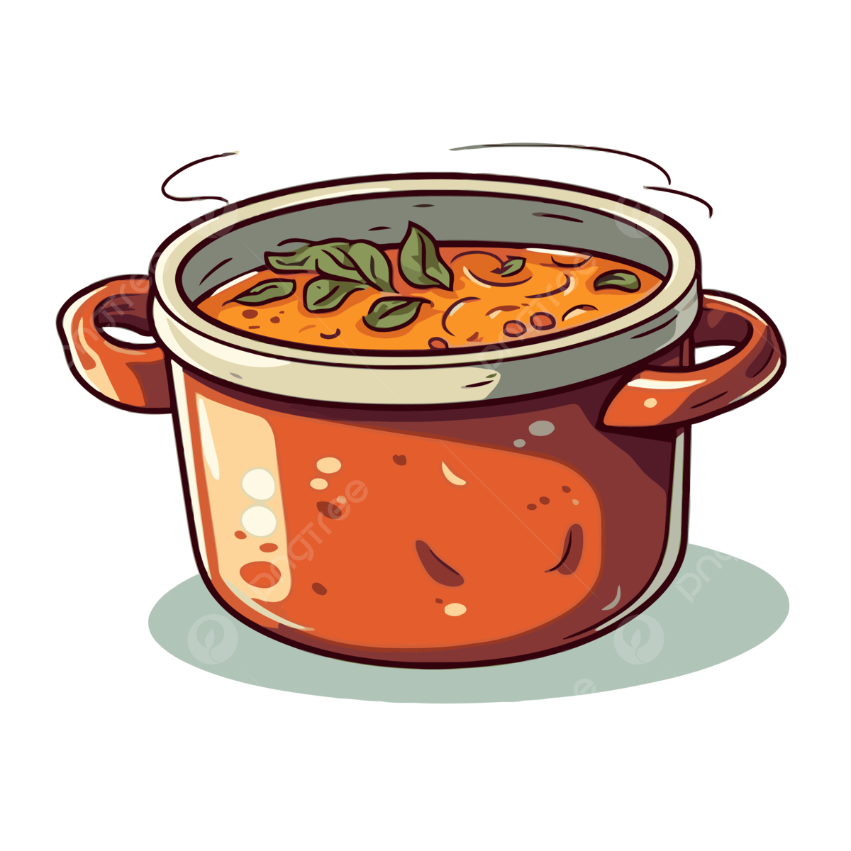 Soup Pot Vector Sticker Clipart Pot With Soup On White Background Cartoon Sticker Clipart PNG And Vector With Transparent Background For Free Download
