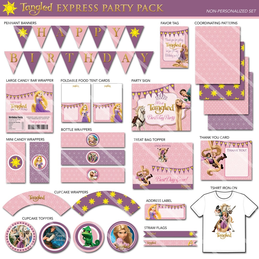 Tangled Party Decorations Tangled Birthday Party Package Tangled Printable Party Pack Rapunzel Party Decorations Etsy