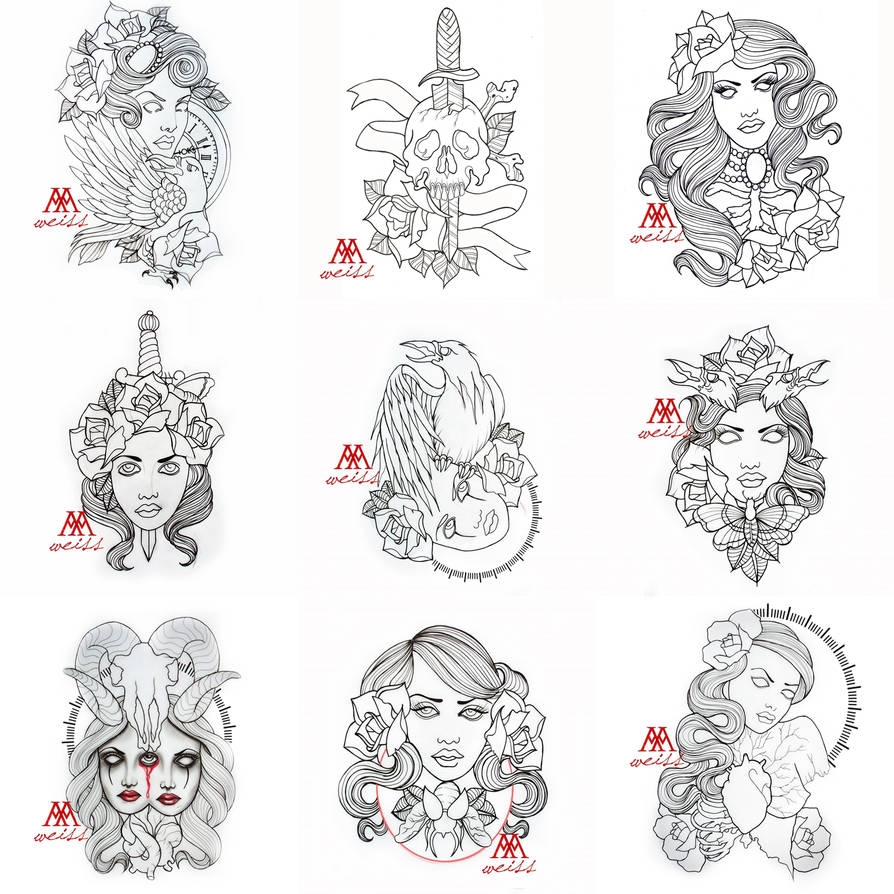 Tattoo Outlines 9 Pcs Pack Part 2 Free Download By MWeiss Art On DeviantArt