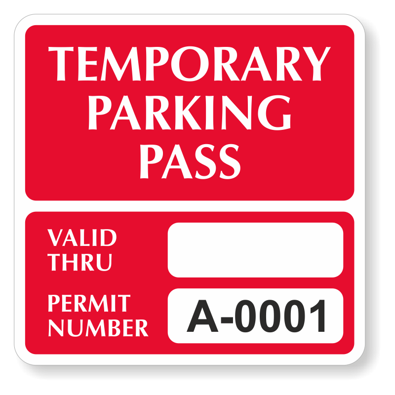 Temporary Parking Pass Numbered Decal Signs SKU PP 0185