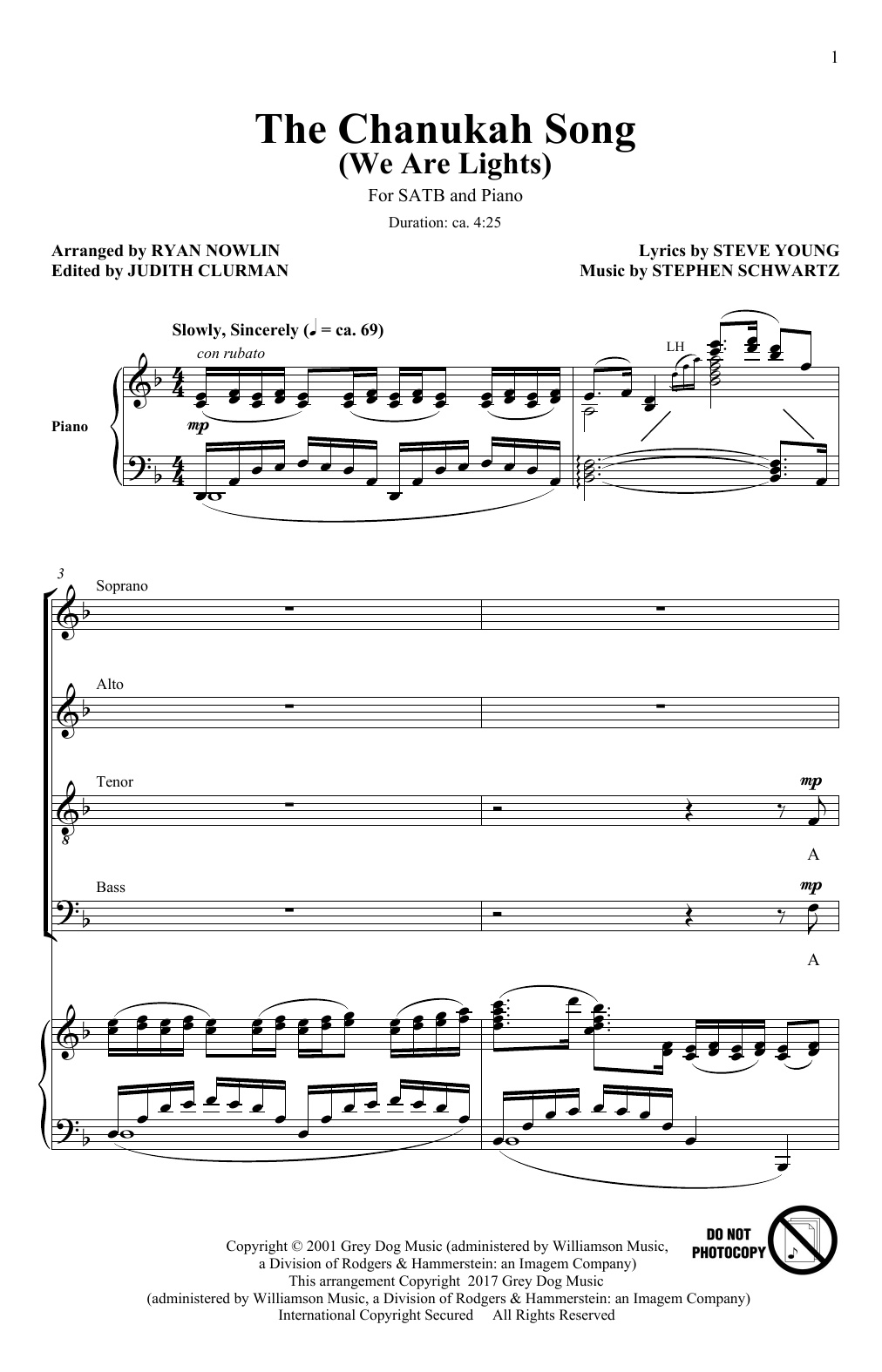 The Chanukah Song We Are Lights arr Ryan Nowlin By Stephen Schwartz Sheet Music For SATB Choir At Sheet Music Direct