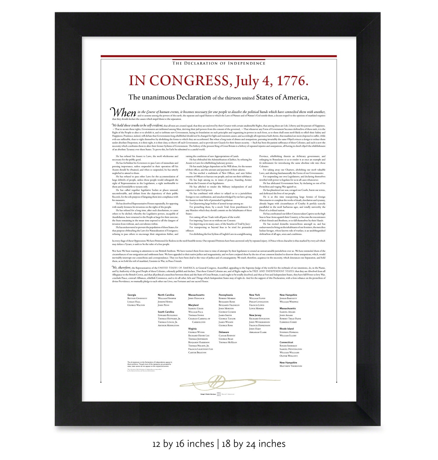 The Declaration Of Independence An Unframed Print Etsy