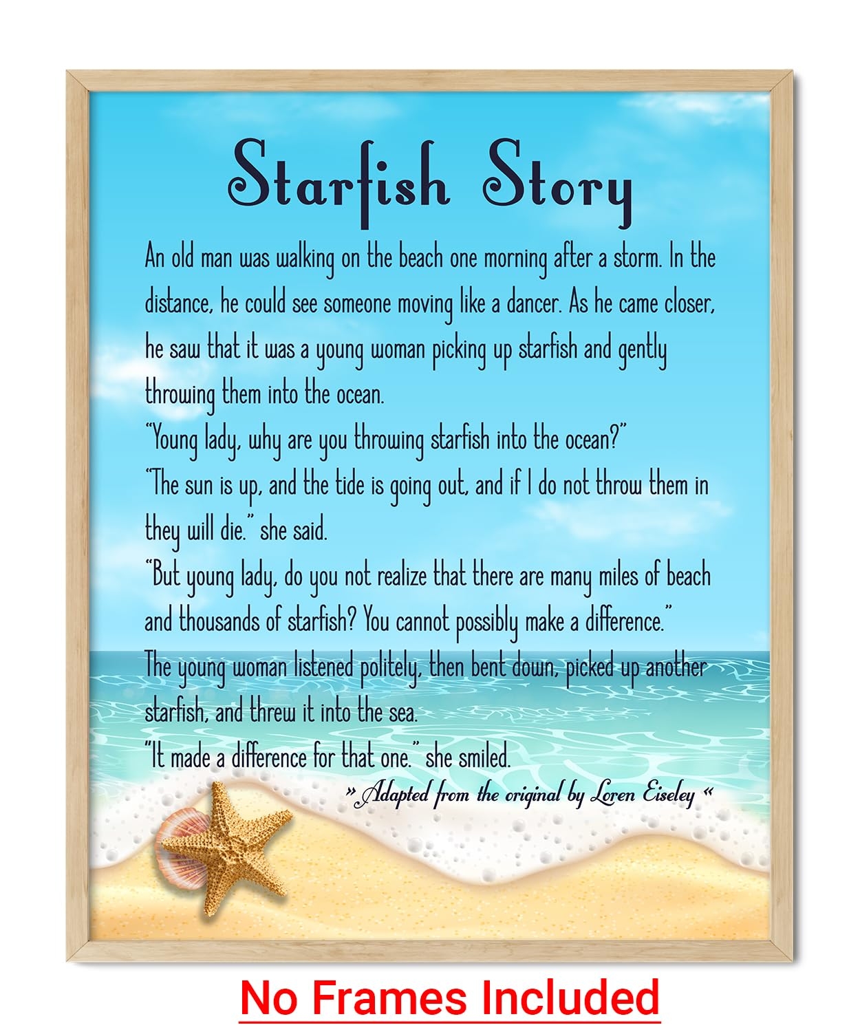 The Starfish Story Poster 11x14 UNFRAMED The Star Thrower Wall Art Inspirational Beach Wall Art Nautical Poem Print Inspirational Quote Sea Ocean Watercolor Home Office Wall Decor Amazon sg Home