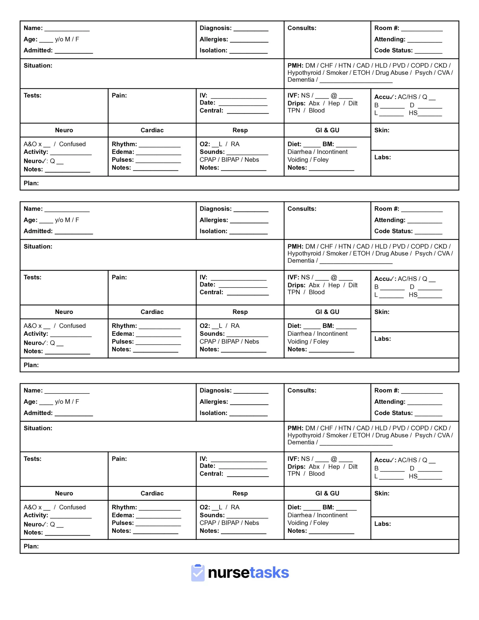The Ultimate Nursing Report Sheet Guide Free Downloads 