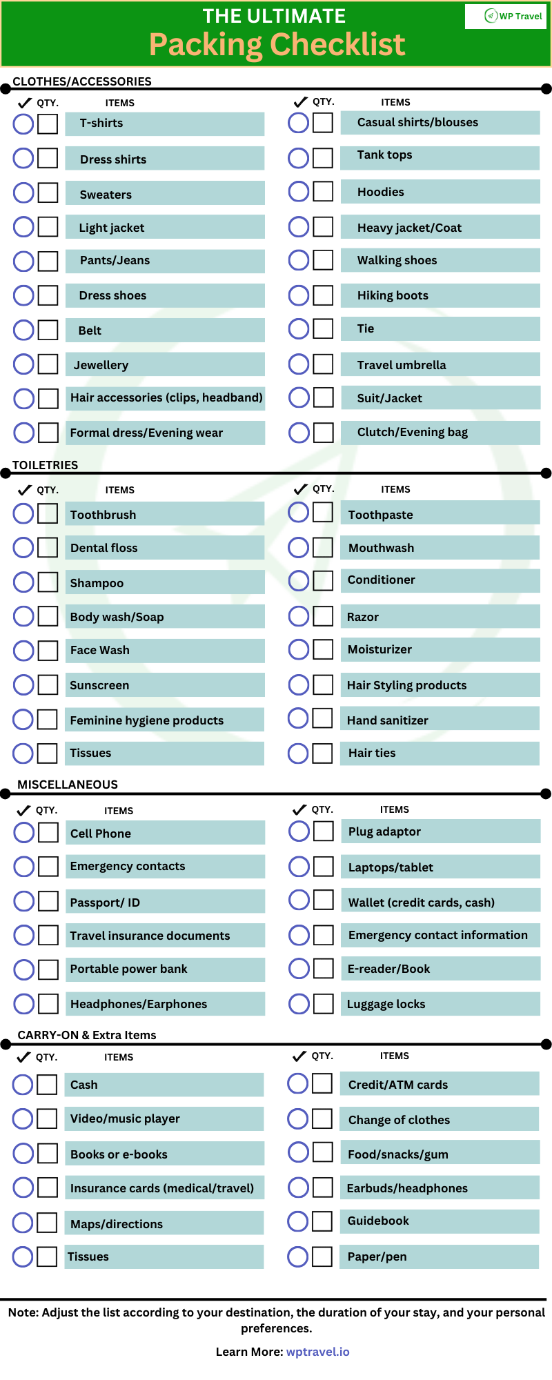 The Ultimate Packing List With Free Checklist PDF And Template