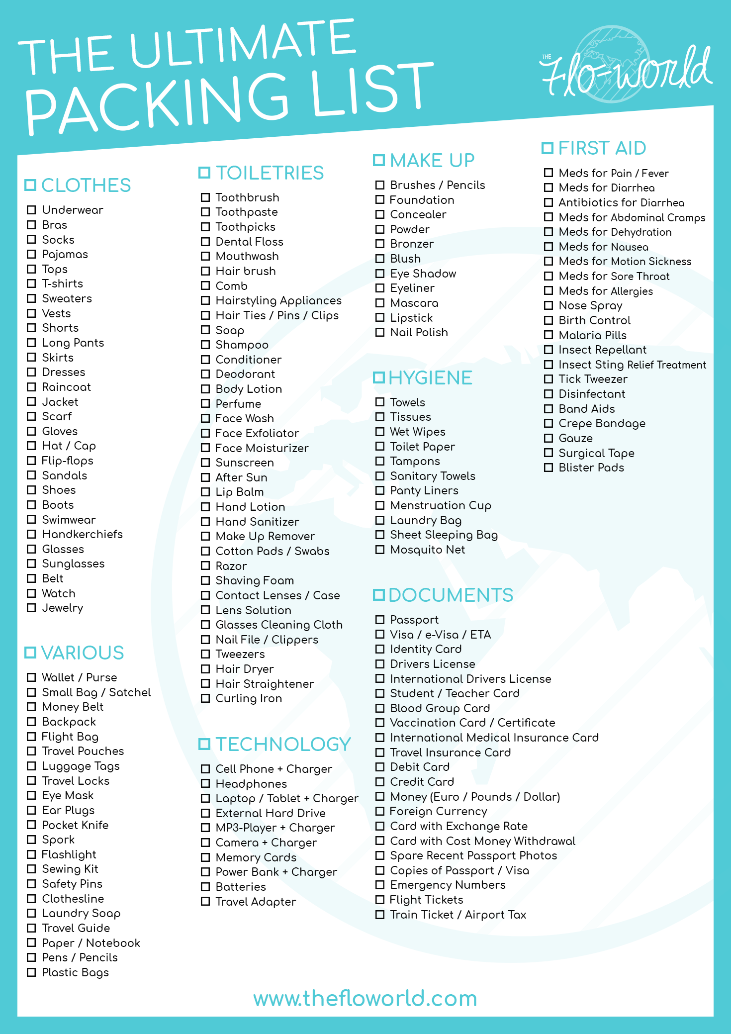 Ultimate Travel Packing List What To Pack When Traveling The Flo world