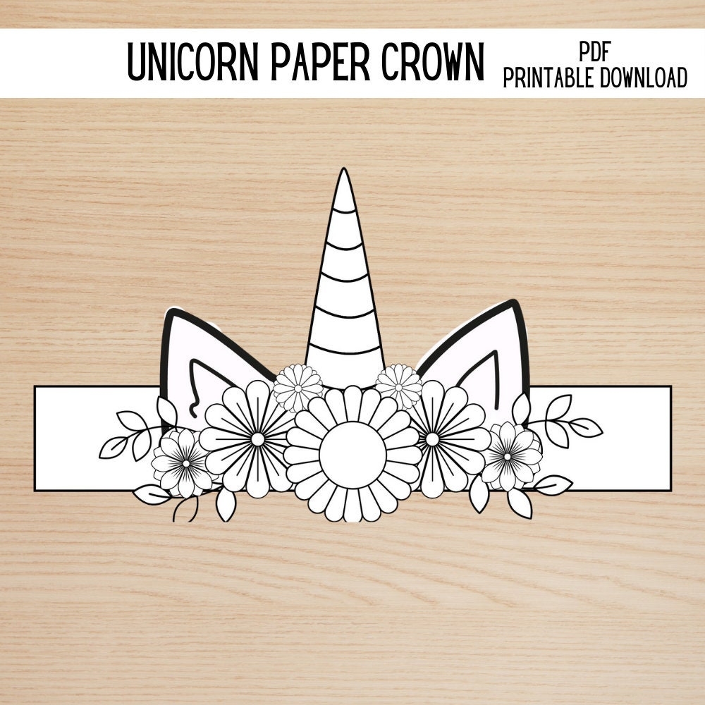 Unicorn Paper Crown Craft Unicorn Kids Coloring Craft Unicorn Activity For Kids Unicorn Birthday Party Printable Unicorn Kids Costume DIY Etsy