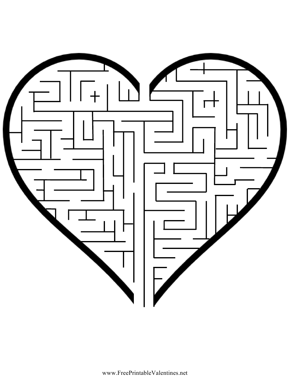 Valentine s Day Heart Maze Template Download Printable PDF