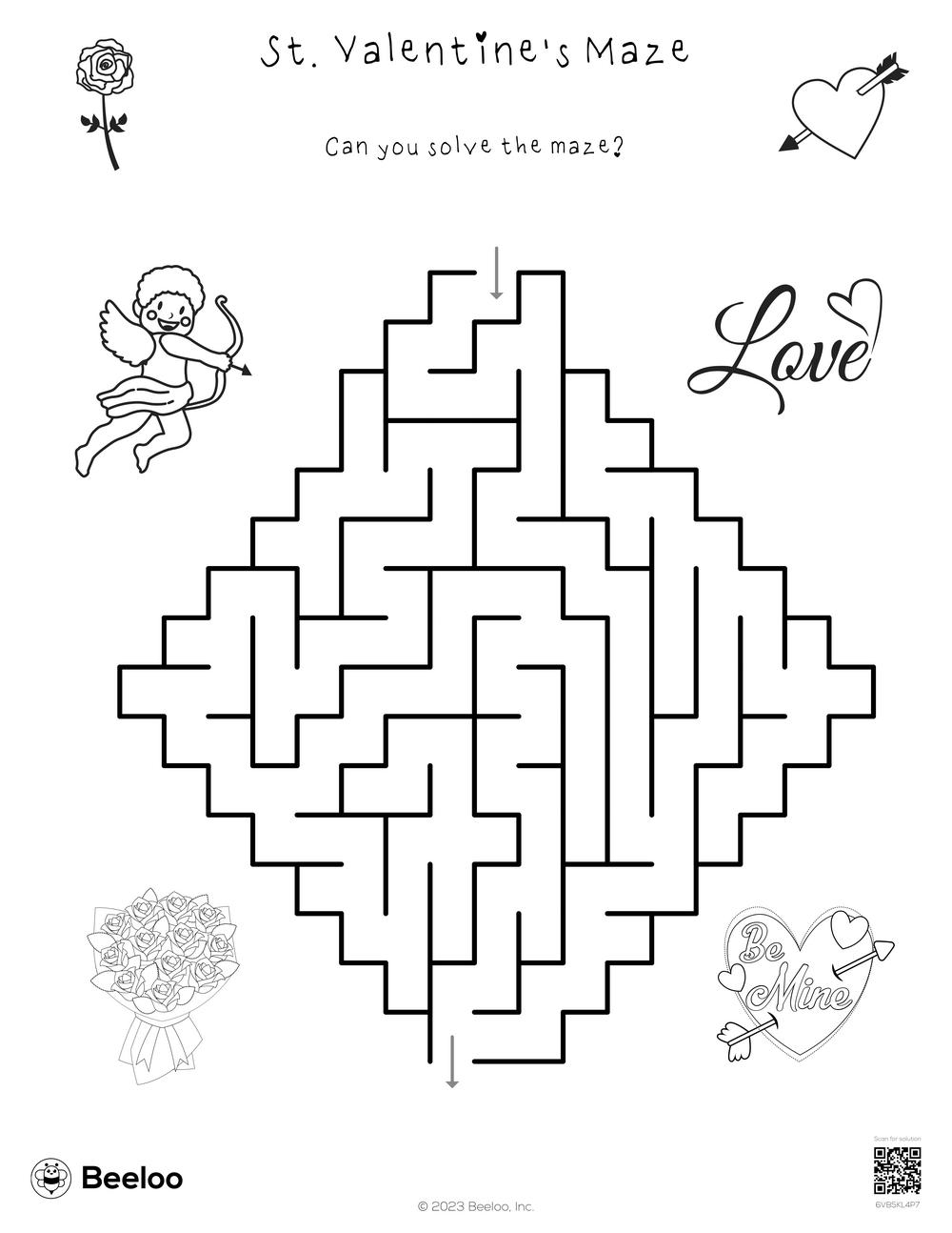 Valentine themed Mazes Beeloo Printable Crafts And Activities For Kids