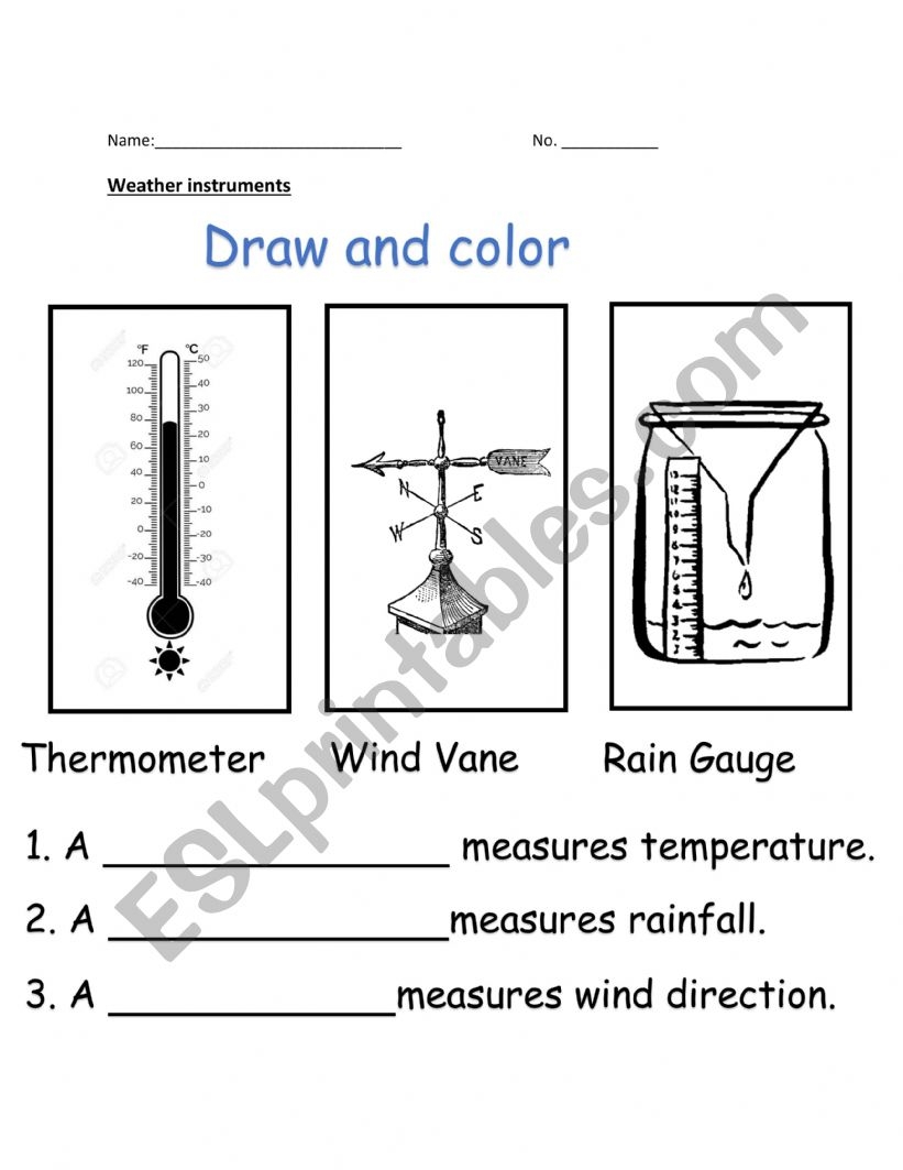 Weather Instruments ESL Worksheet By Just HH Worksheets Library
