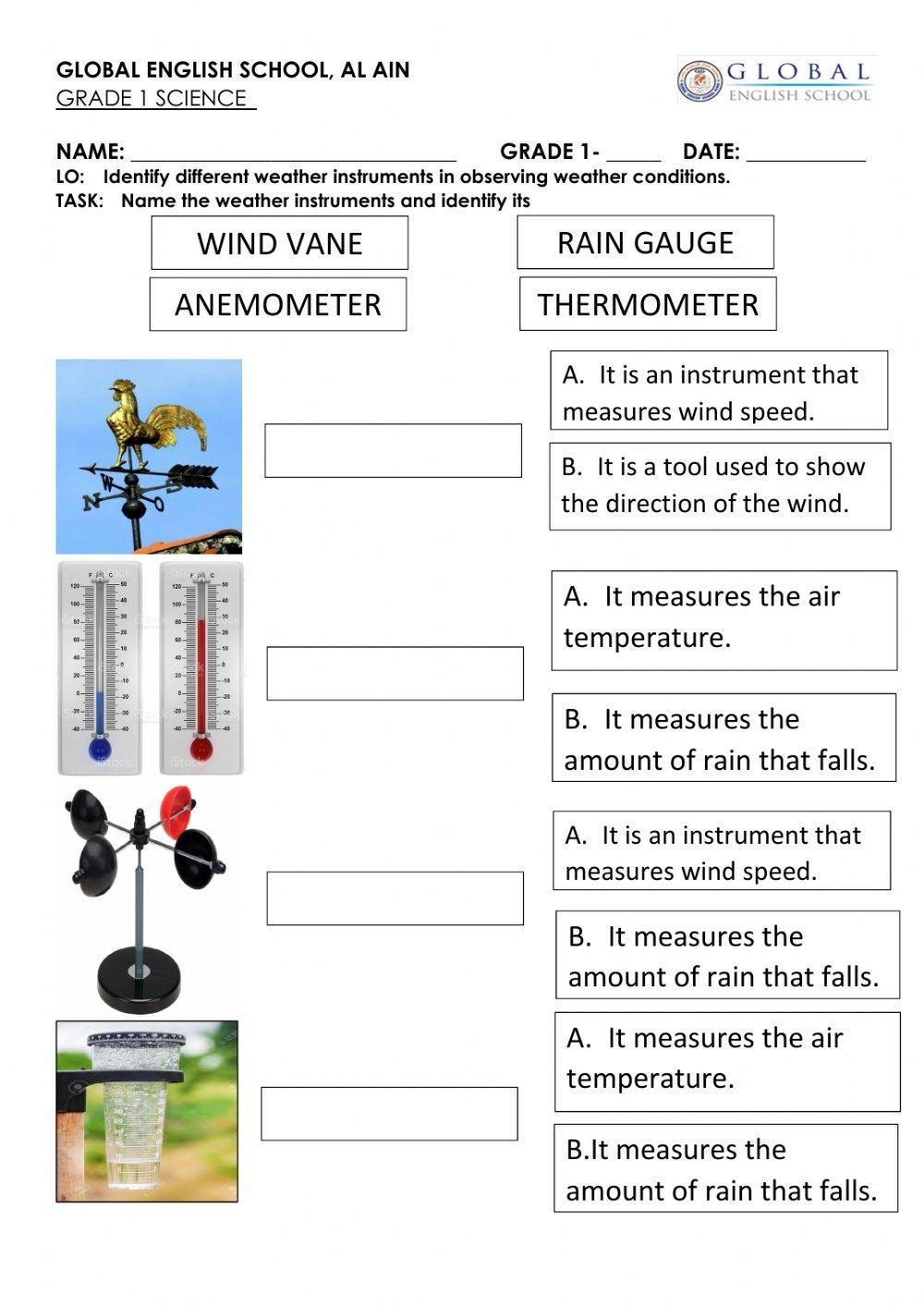 Weather Instruments Interactive Activity Live Worksheets Worksheets Library