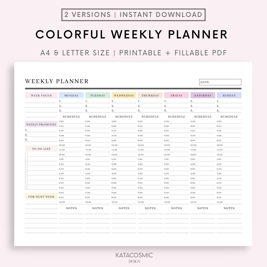 Free Printable Hourly Weekly Planner