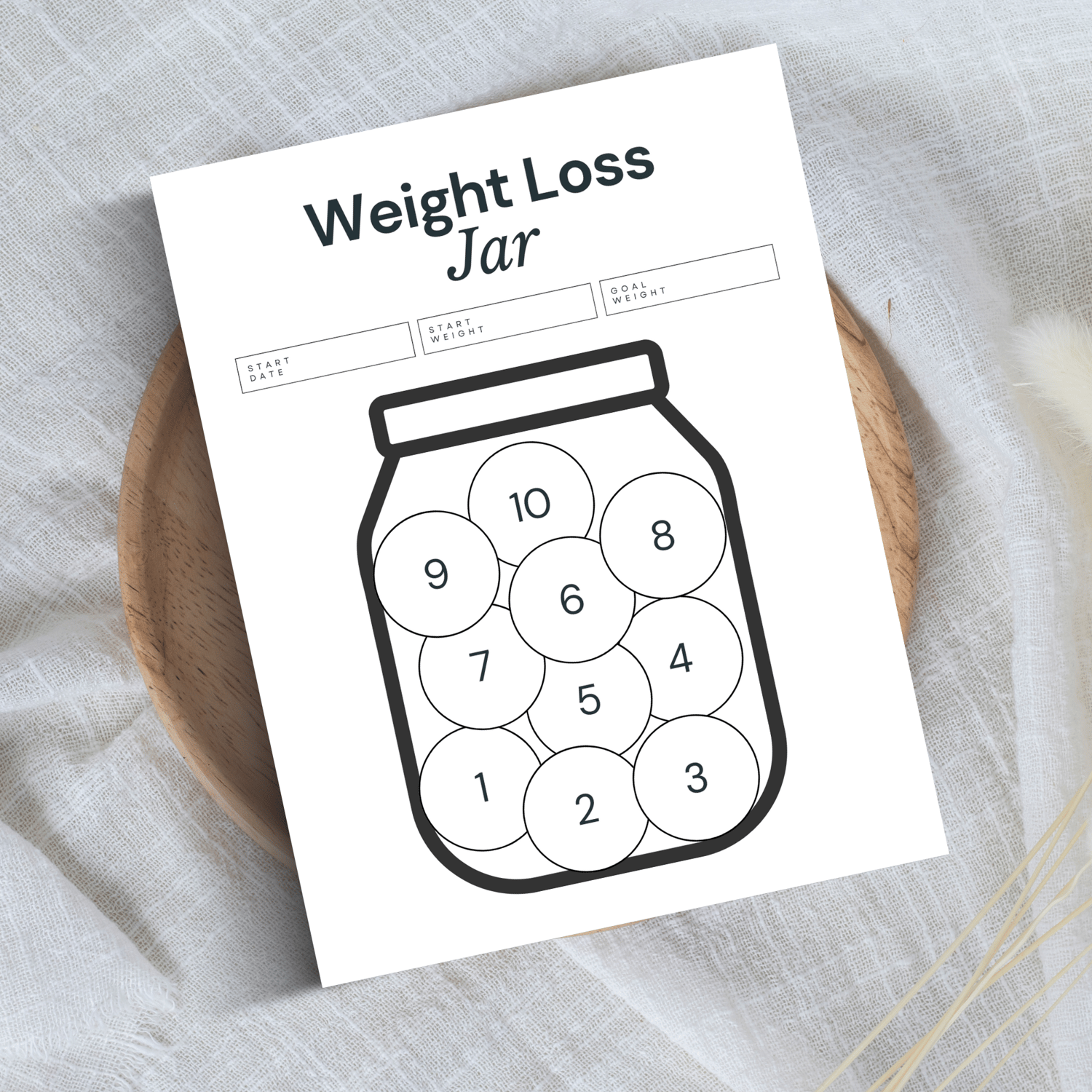 Free Printable Weight Loss Jar