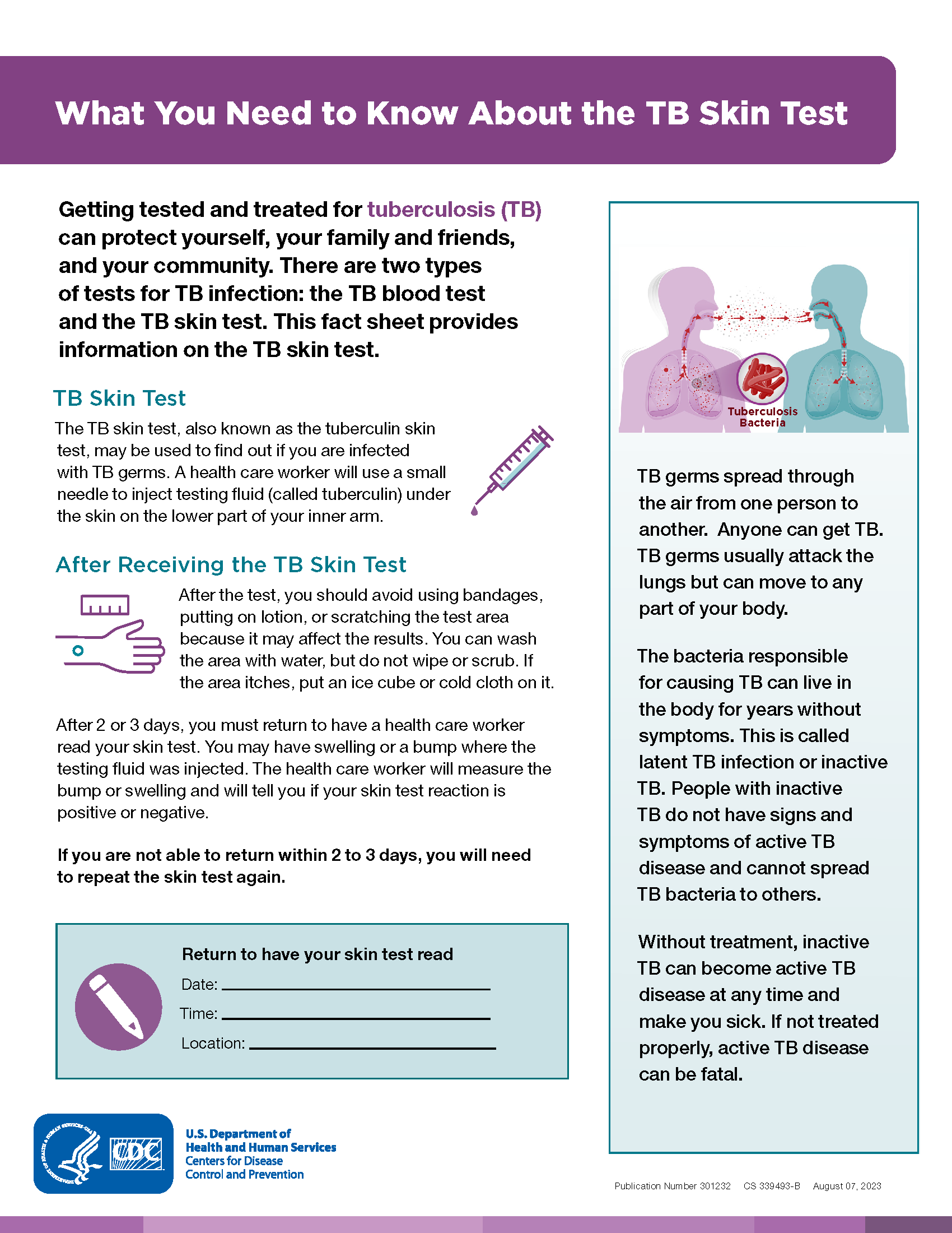 Free Printable Tb Test Form