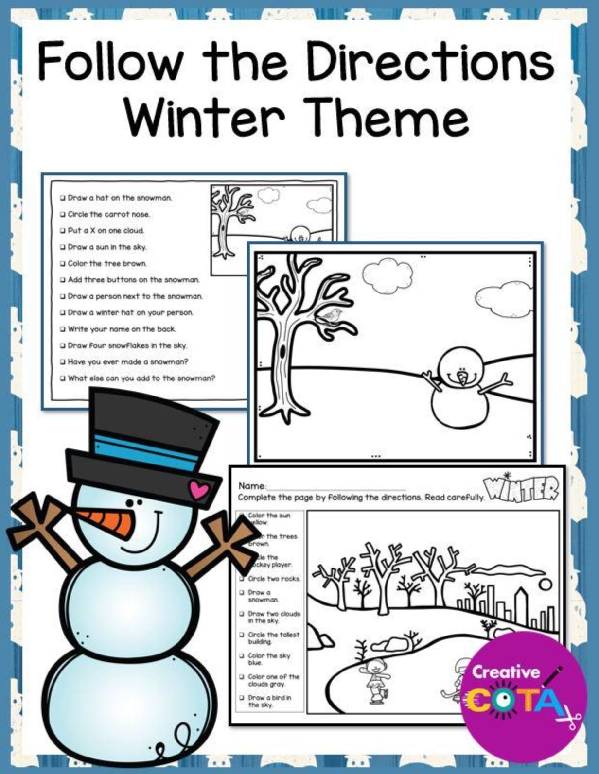 Winter Following Directions Activity Your Therapy Source