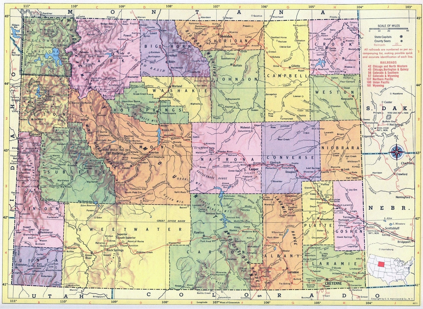 Free Printable Wyoming Road Map