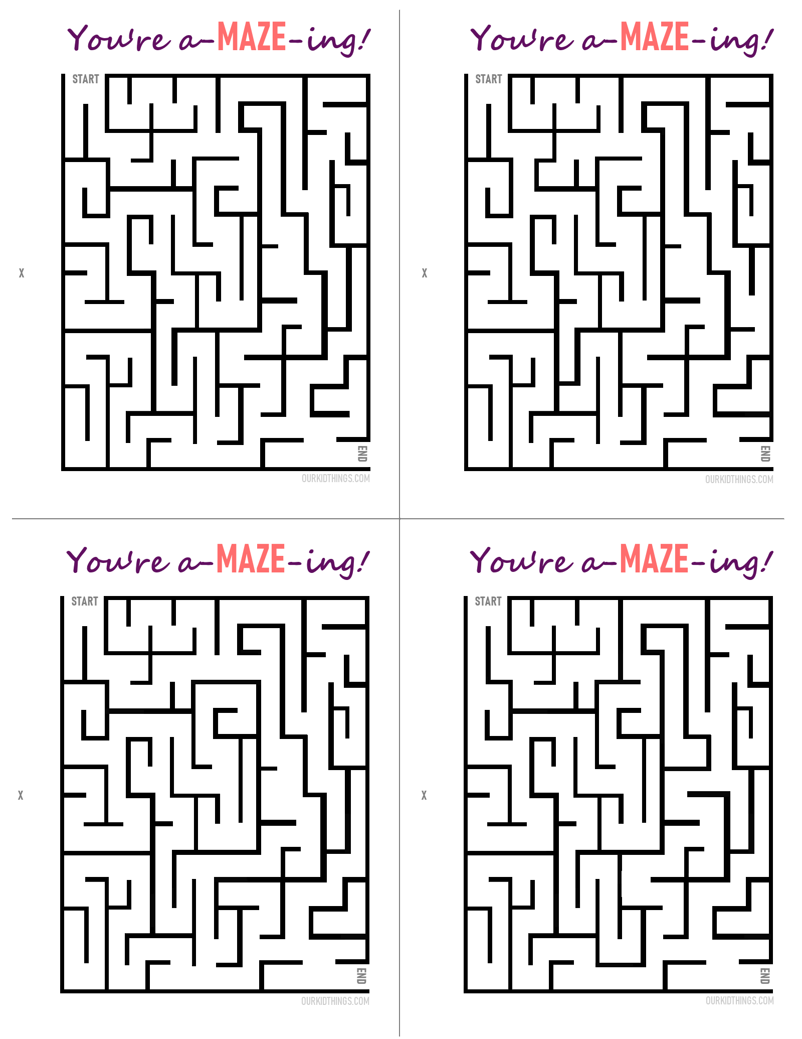 You re A MAZE ing Free Printable Cards Our Kid Things