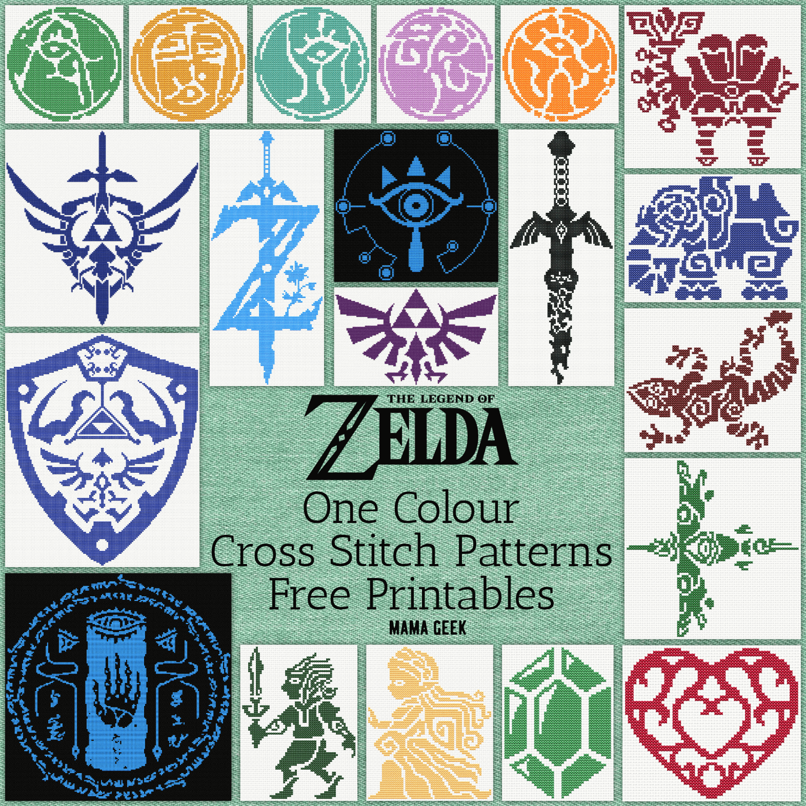 Zelda One Colour Cross Stitch Patterns Free Printables Mama Geek