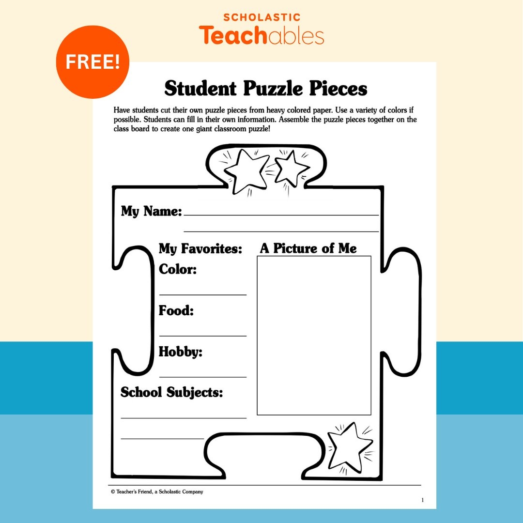 Scholastic Teachers On X Make A Giant Classroom Puzzle With A Piece For Each Student Free Printable From Scholastic Teachables Https t co 6X42X4rd6v Https t co tzbrLgcZei X